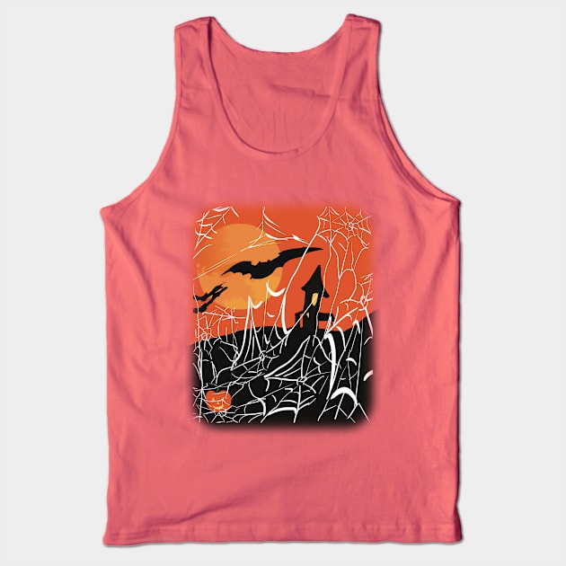 Very Webby Halloween Tank Top by designs-by-ann